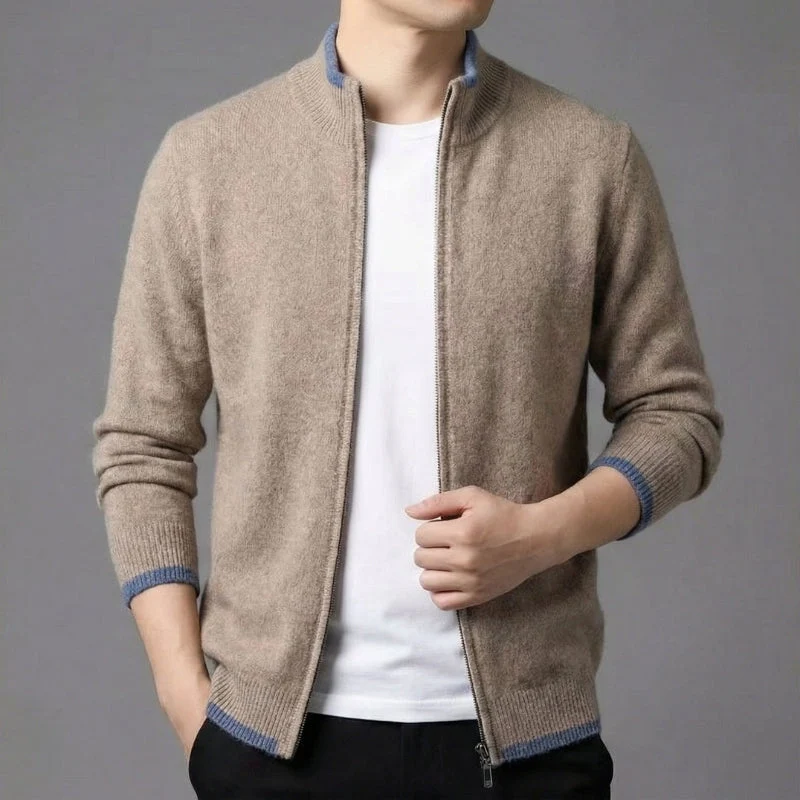 Pull zippé pour homme, coupe ajustée