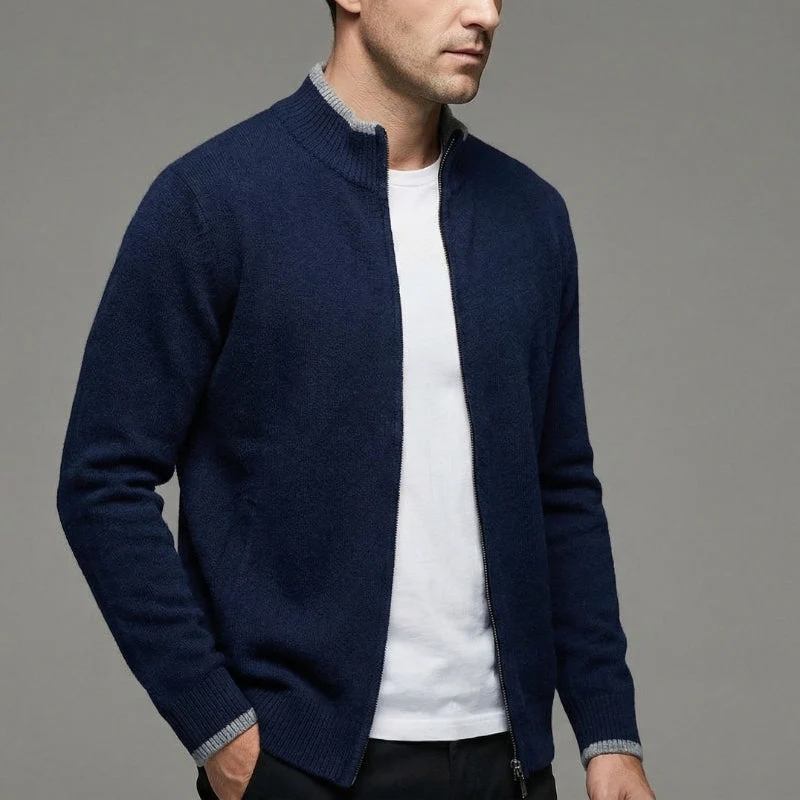 Pull zippé pour homme, coupe ajustée