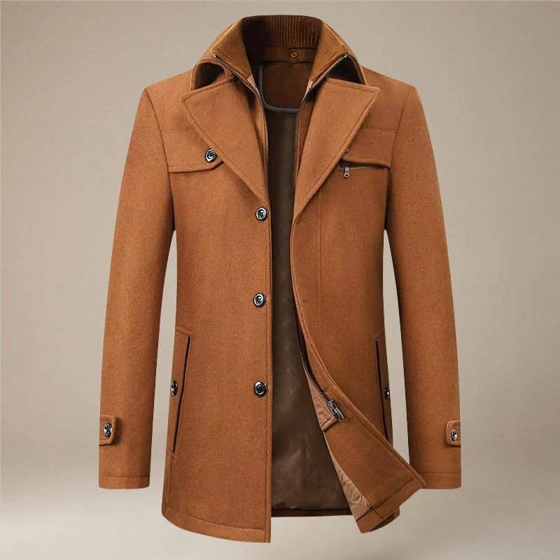 Manteau à Double Col à Manches Longues