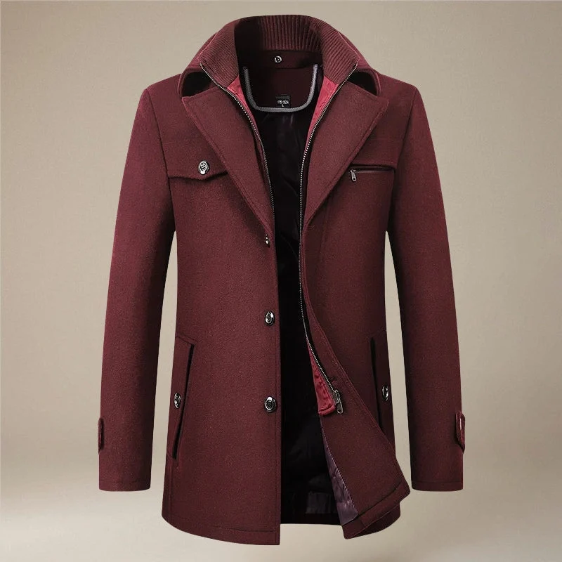 Manteau à Double Col à Manches Longues