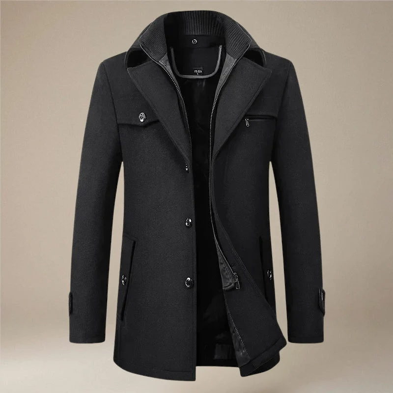 Manteau à Double Col à Manches Longues