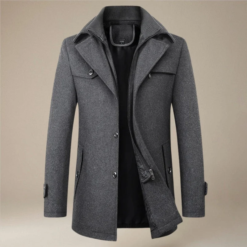 Manteau à Double Col à Manches Longues
