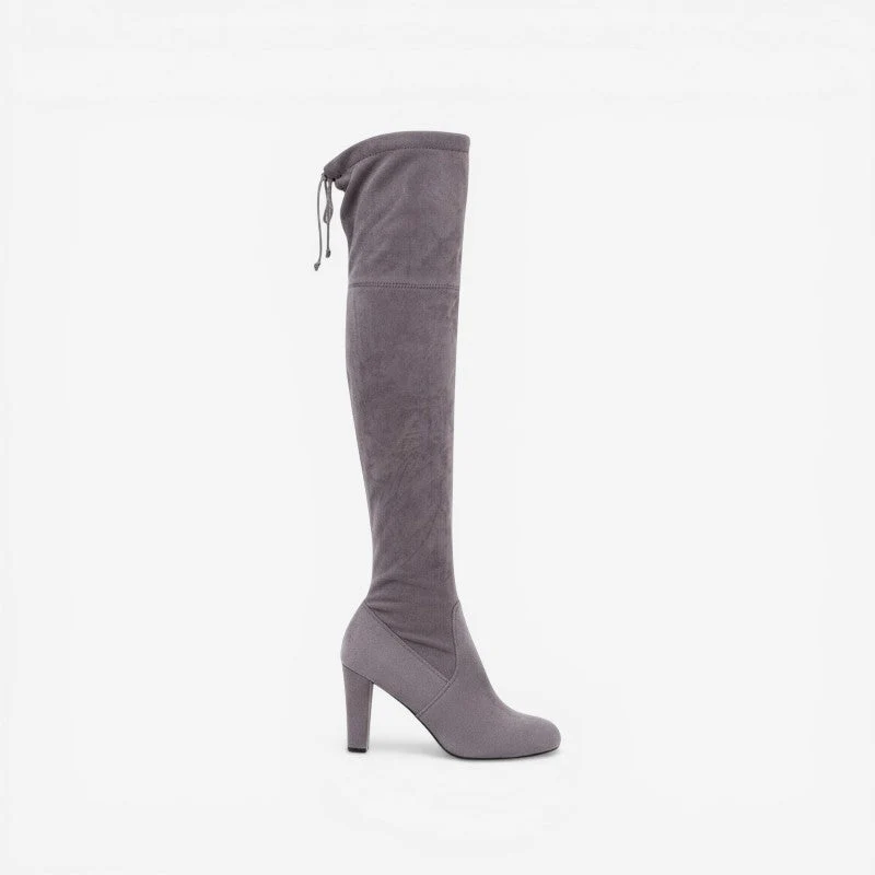 Bottes au-dessus du genou avec talon haut et fermeture éclair latérale