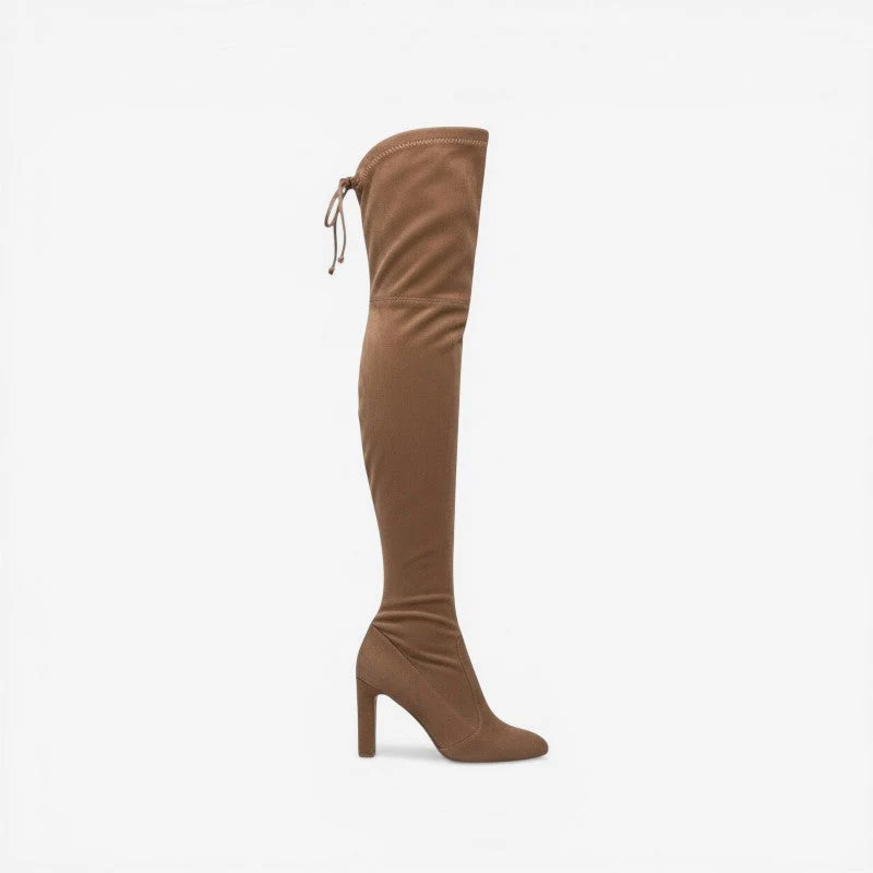 Bottes au-dessus du genou avec talon haut et fermeture éclair latérale