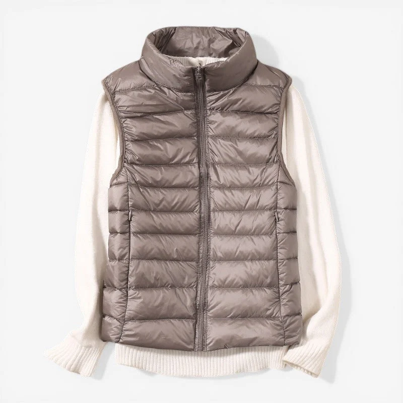 Veste sans manches femme zippée col montant