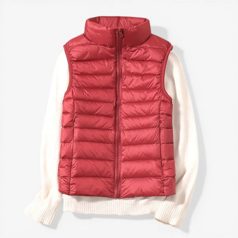 Veste sans manches femme zippée col montant