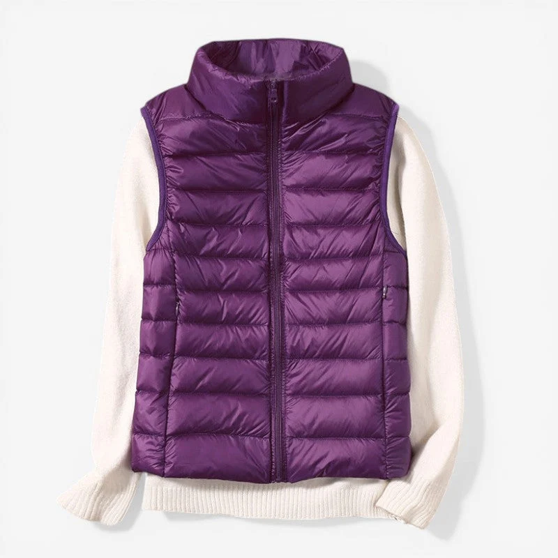 Veste sans manches femme zippée col montant