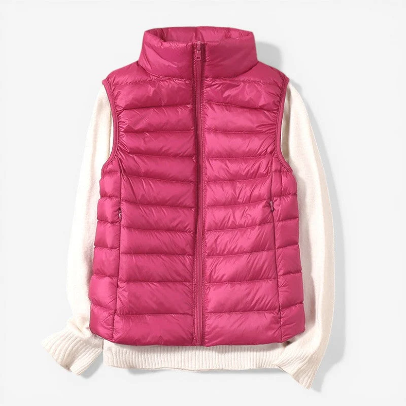 Veste sans manches femme zippée col montant