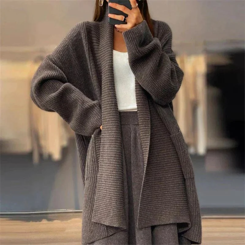 Cardigan Oversize à Manches Longues avec Grandes Poches