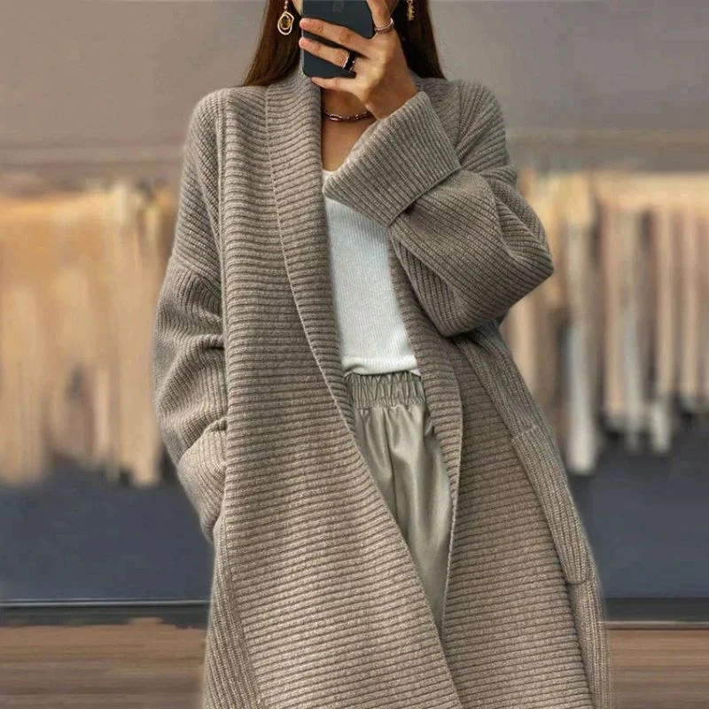 Cardigan Oversize à Manches Longues avec Grandes Poches