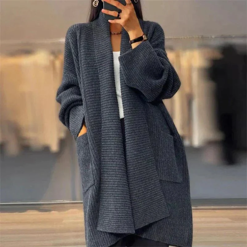 Cardigan Oversize à Manches Longues avec Grandes Poches