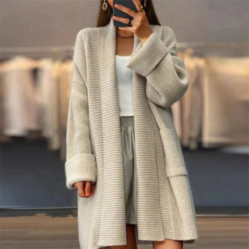 Cardigan Oversize à Manches Longues avec Grandes Poches