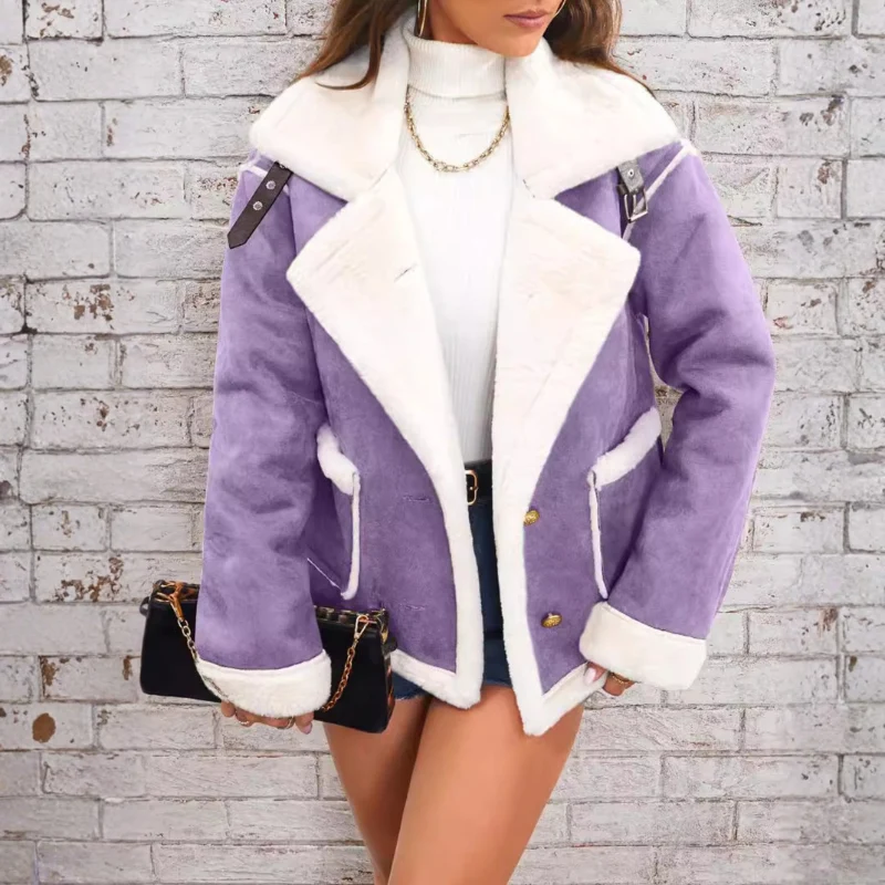Manteau à Manches Longues avec Col à Revers et Poches