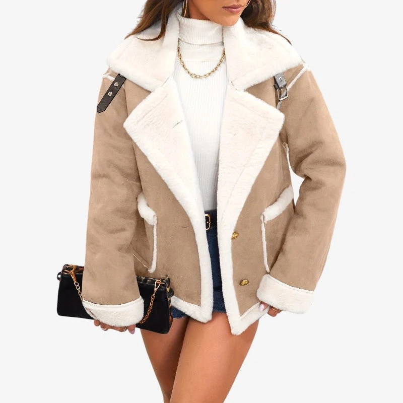 Manteau à Manches Longues avec Col à Revers et Poches