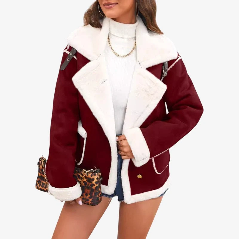 Manteau à Manches Longues avec Col à Revers et Poches