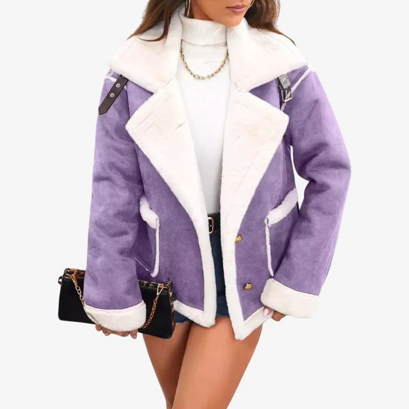 Manteau à Manches Longues avec Col à Revers et Poches