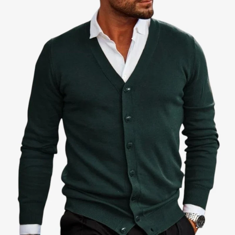 Cardigan homme manches longues col V boutonné