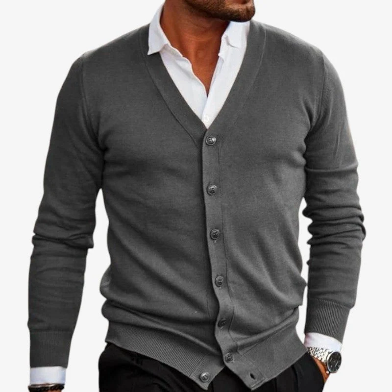 Cardigan homme manches longues col V boutonné