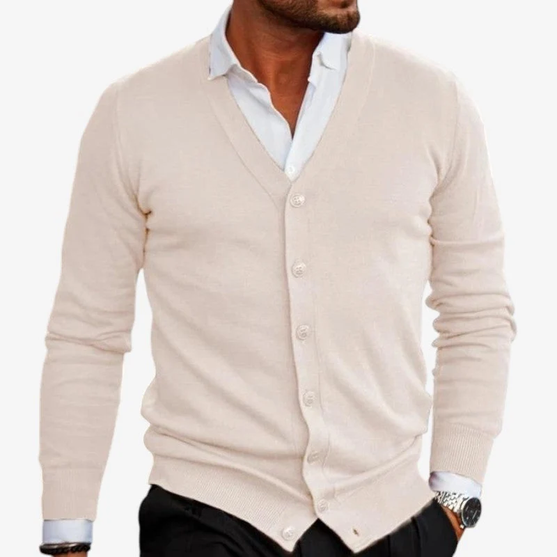Cardigan homme manches longues col V boutonné