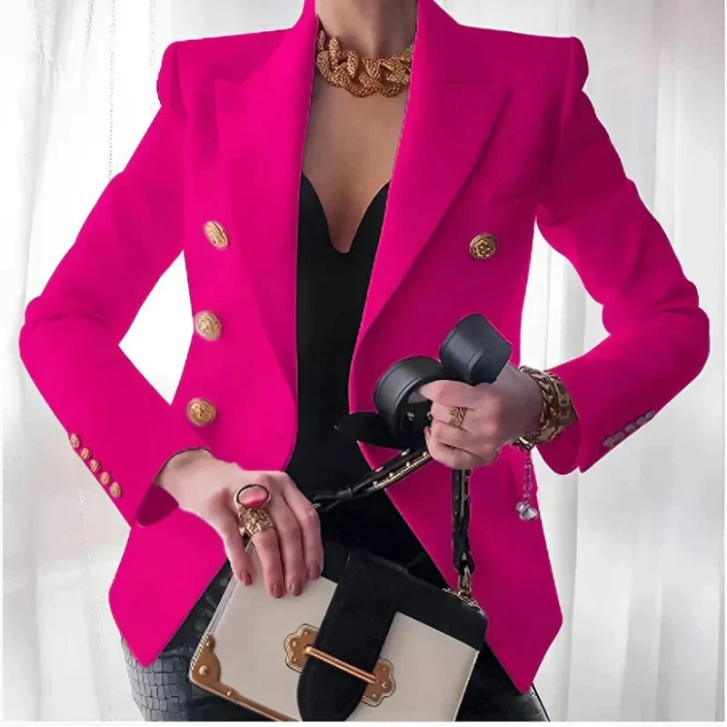 Blazer avec Épaules Structurées, Manches Longues et Fermeture Boutonnée