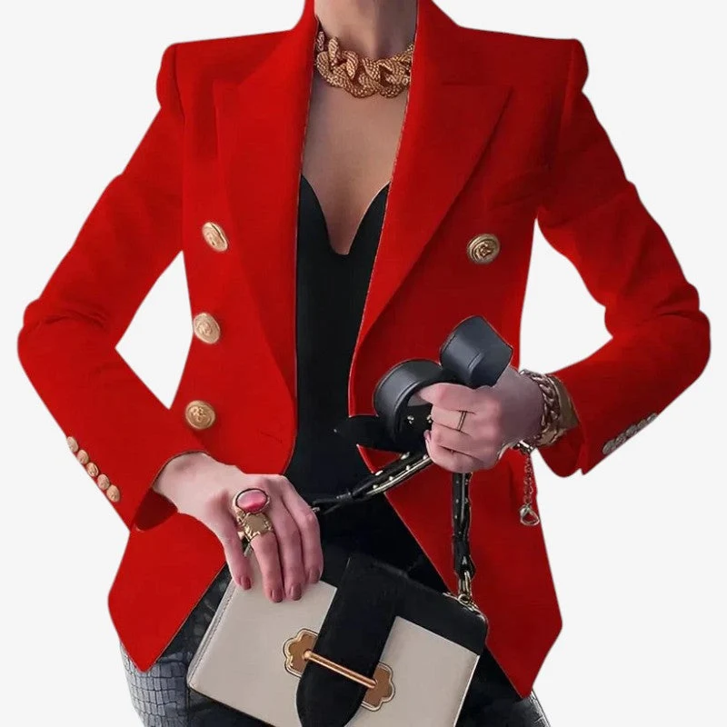 Blazer avec Épaules Structurées, Manches Longues et Fermeture Boutonnée