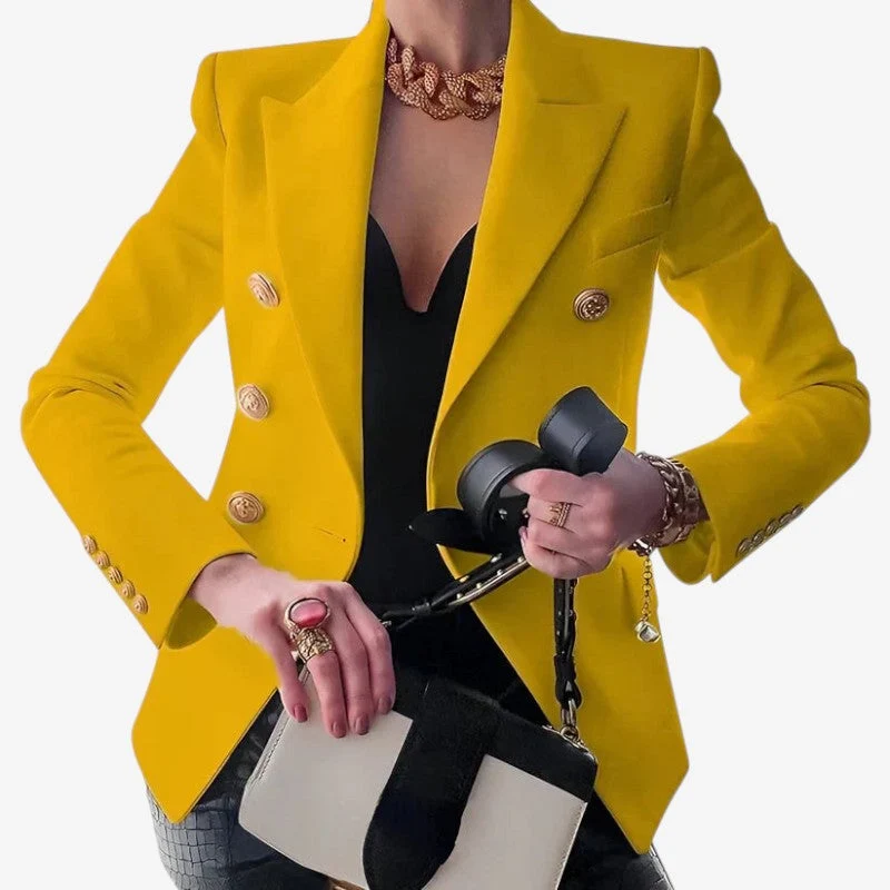 Blazer avec Épaules Structurées, Manches Longues et Fermeture Boutonnée