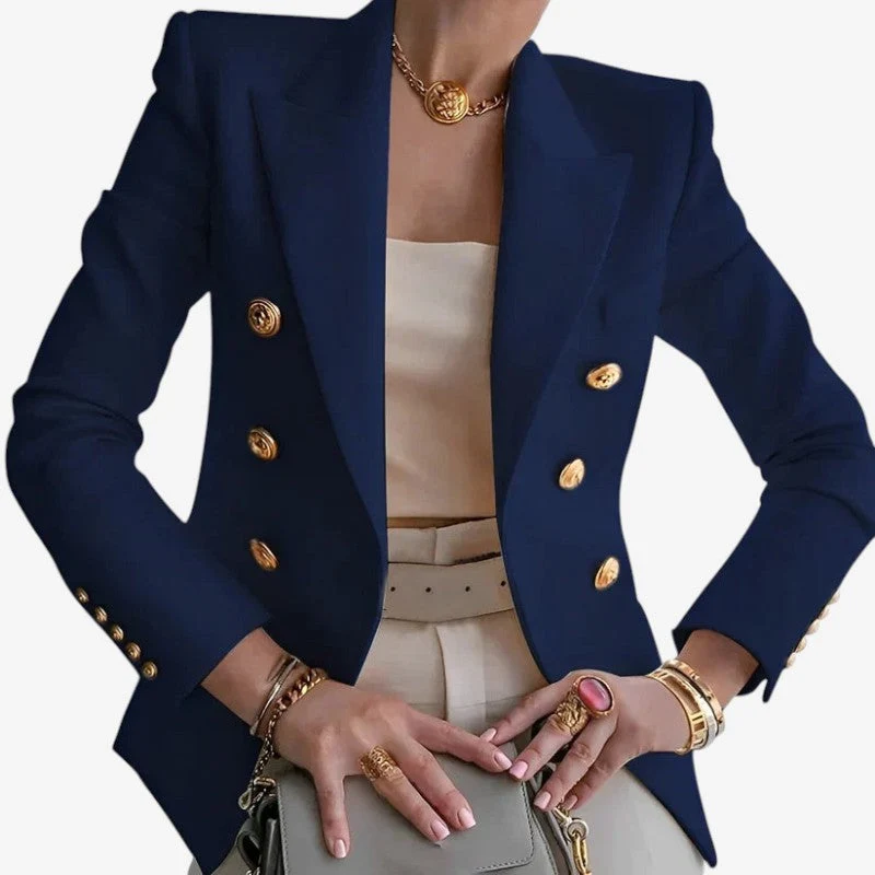 Blazer avec Épaules Structurées, Manches Longues et Fermeture Boutonnée