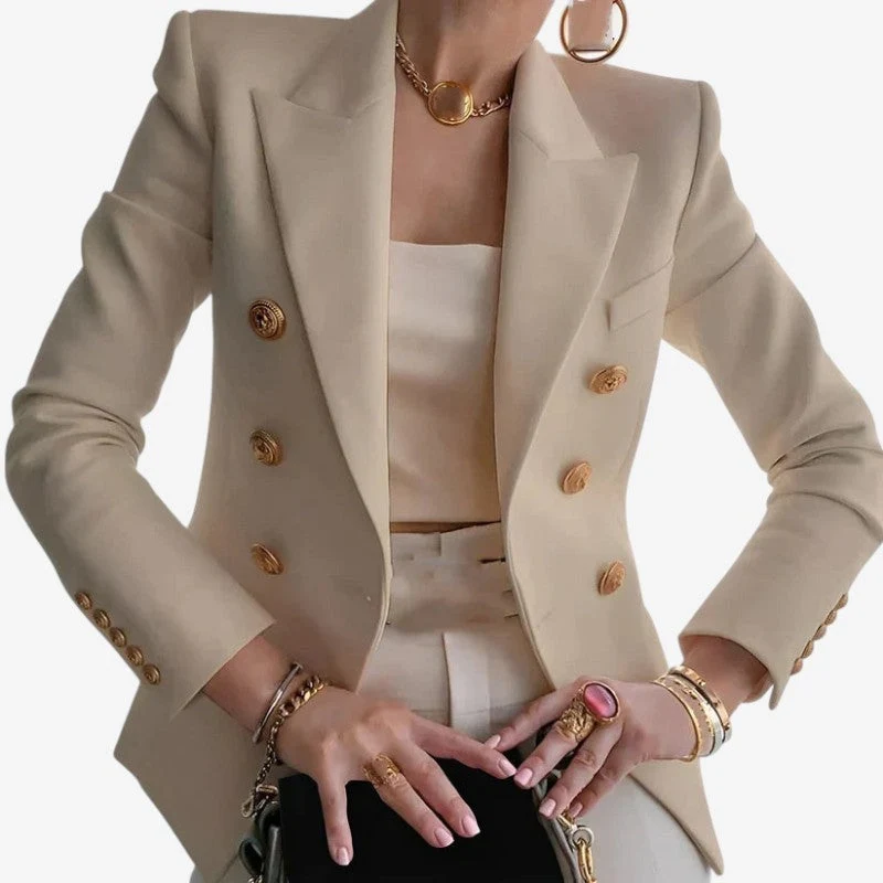 Blazer avec Épaules Structurées, Manches Longues et Fermeture Boutonnée