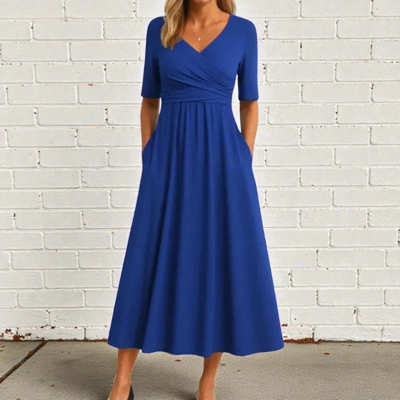 Robe femme manches courtes col V
