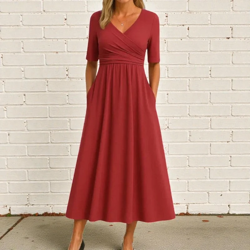 Robe femme manches courtes col V