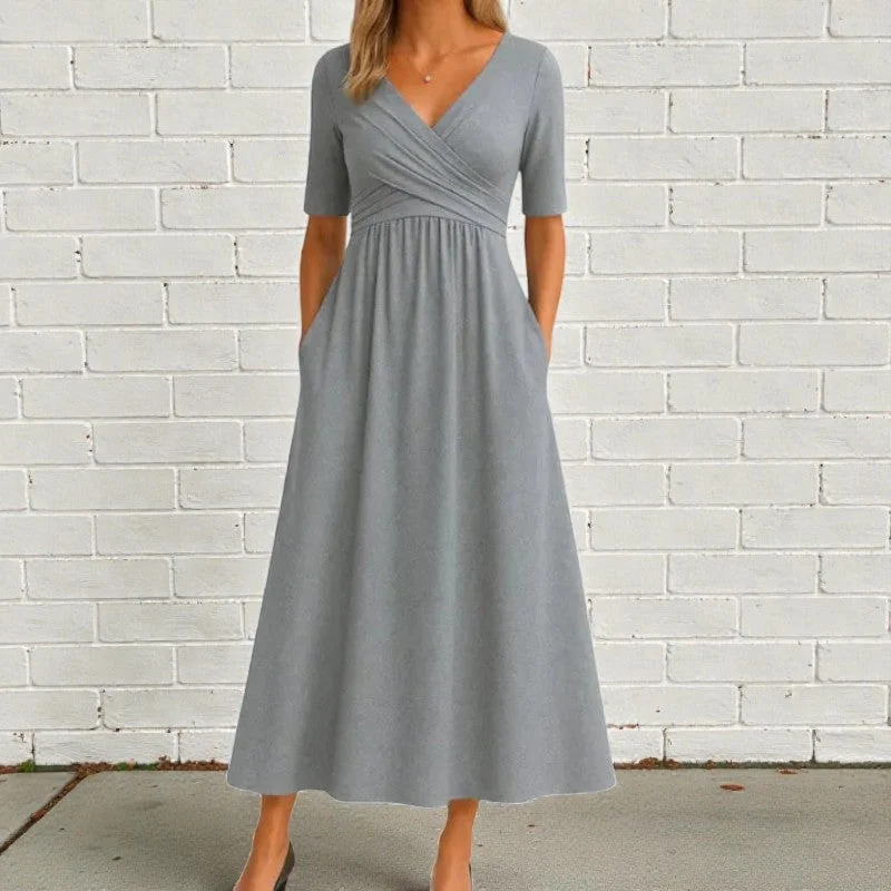 Robe femme manches courtes col V