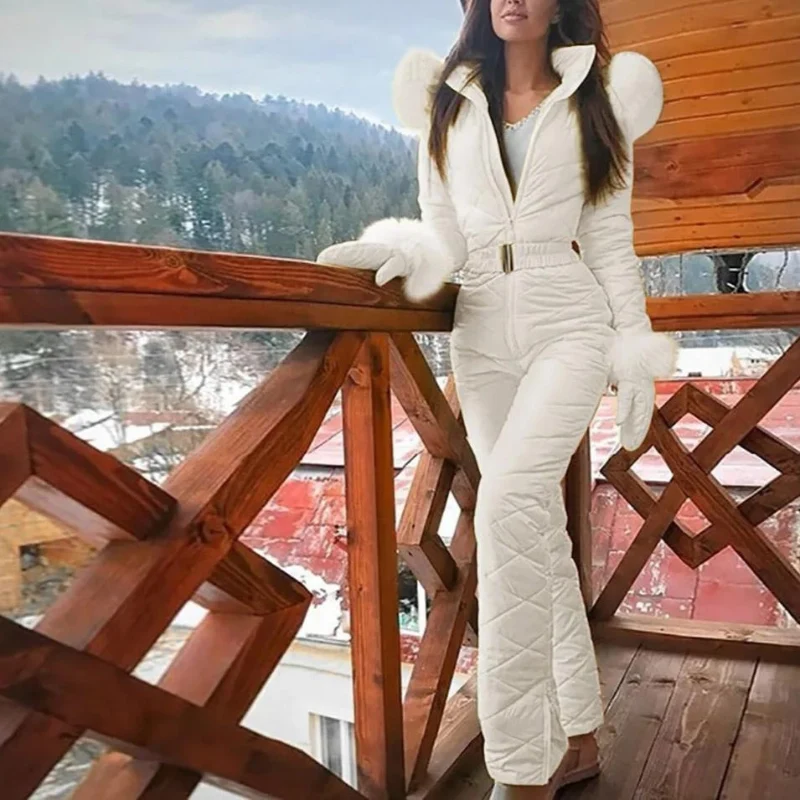 Combinaison de Ski à Manches Longues avec Fermeture Éclair et Col Montant
