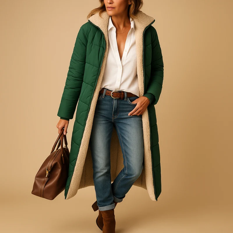 Manteau à Manches Longues avec Coupe Moderne et Col à Revers
