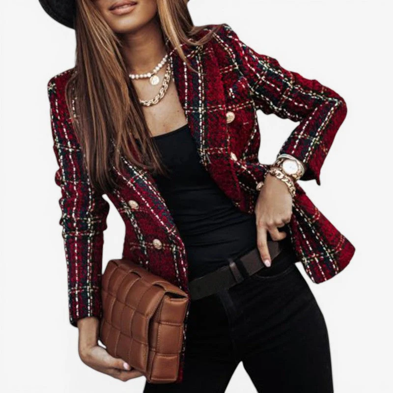Blazer Ajusté à Manches Longues avec Fermeture Boutonnée et Poches