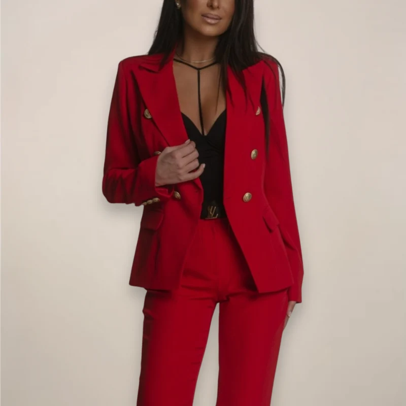 Ensemble tailleur femme blazer structuré + pantalon large