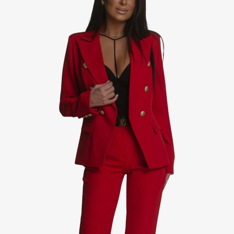 Ensemble tailleur femme blazer structuré + pantalon large