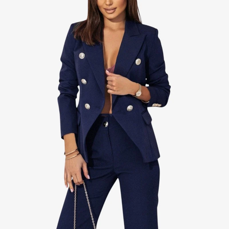 Ensemble tailleur femme blazer structuré + pantalon large