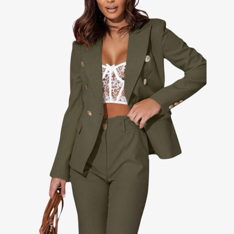 Ensemble tailleur femme blazer structuré + pantalon large