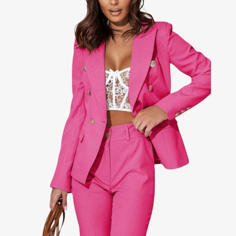 Ensemble tailleur femme blazer structuré + pantalon large