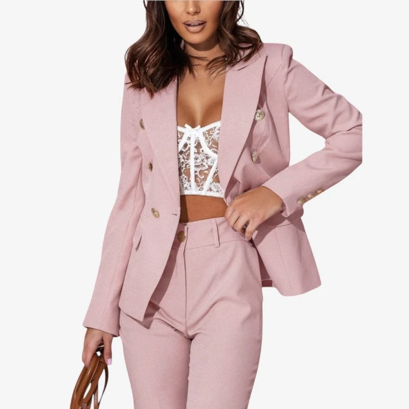 Ensemble tailleur femme blazer structuré + pantalon large