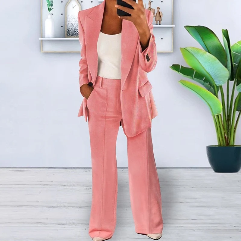 Ensemble tailleur femme blazer 1 bouton + pantalon