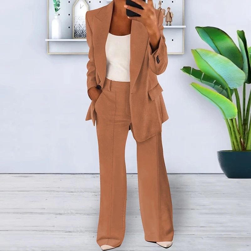 Ensemble tailleur femme blazer 1 bouton + pantalon
