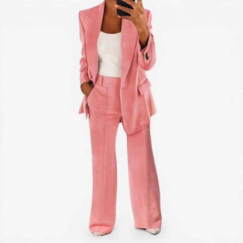Ensemble tailleur femme blazer 1 bouton + pantalon