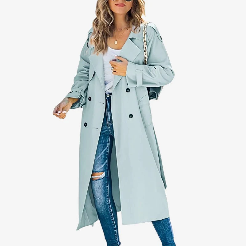 Trench coat femme manches longues col à revers