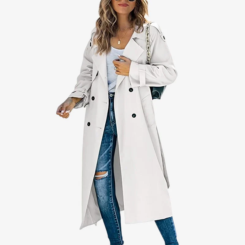 Trench coat femme manches longues col à revers