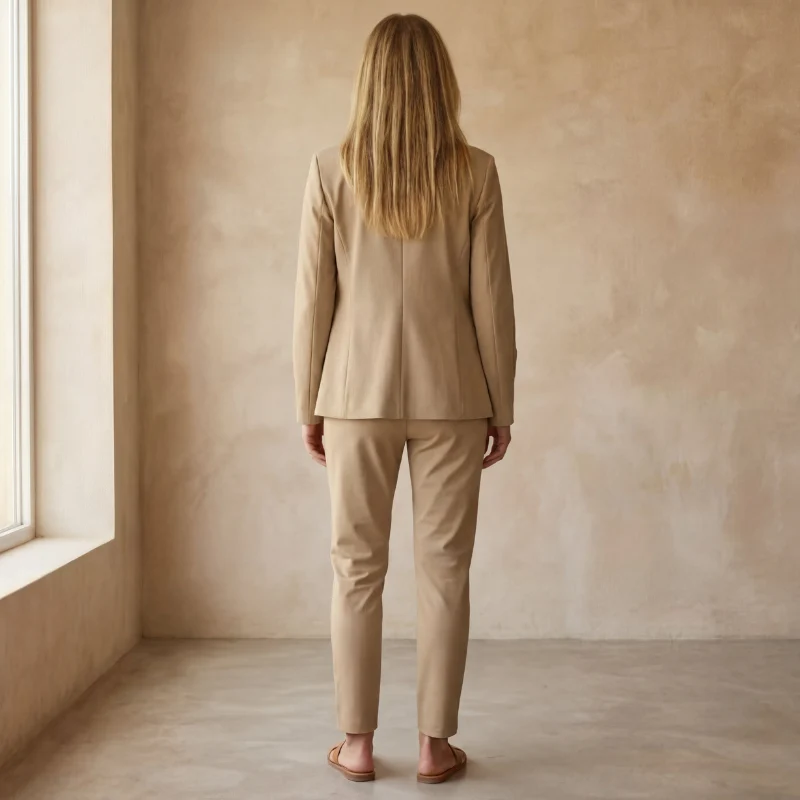 Ensemble 3 pièces Femme Top Ajusté, Veste Stylée & Pantalon Tapered