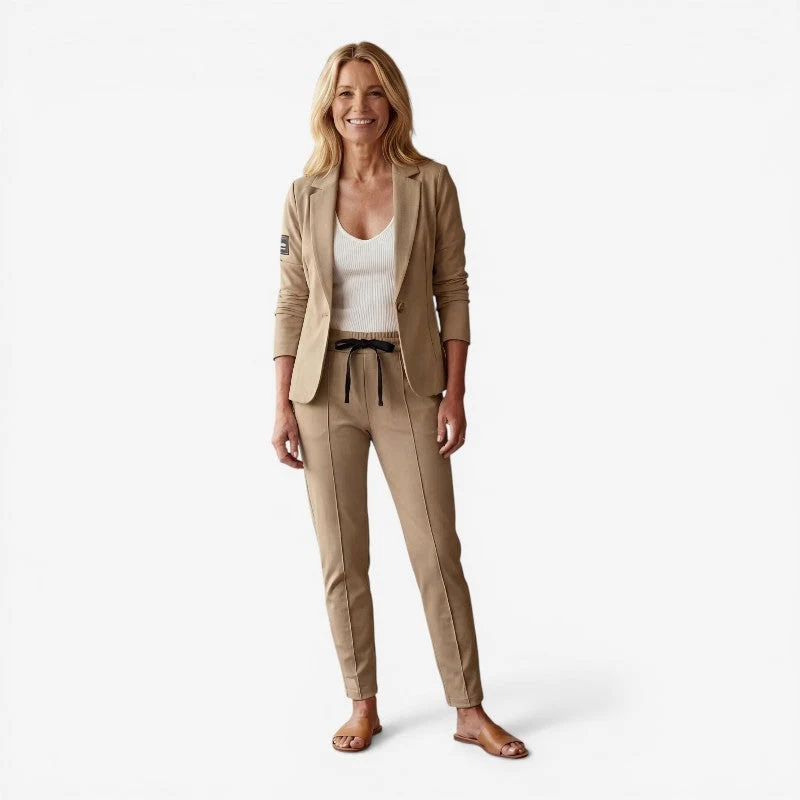 Ensemble 3 pièces Femme Top Ajusté, Veste Stylée & Pantalon Tapered