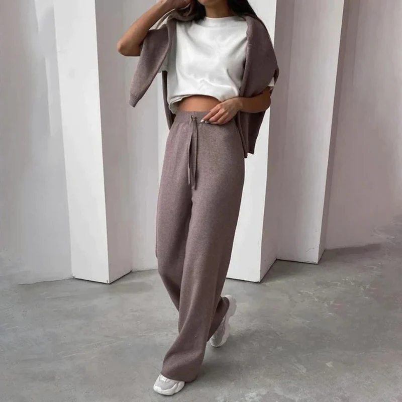 Ensemble femme 2 pièces pull col roulé + pantalon assorti