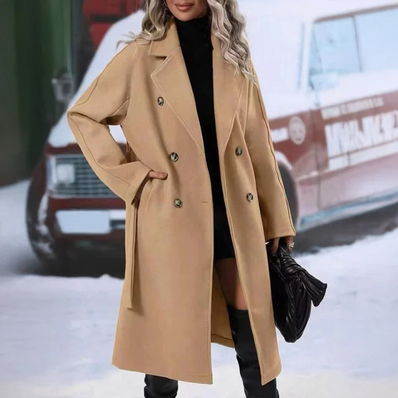 Manteau ceinturé femme manches longues