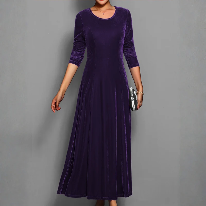 Robe femme manches longues col rond
